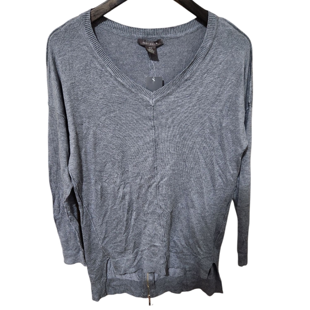 NWT Suzy Shier V Neck Gray Sweater Long Sleeve Women's XS